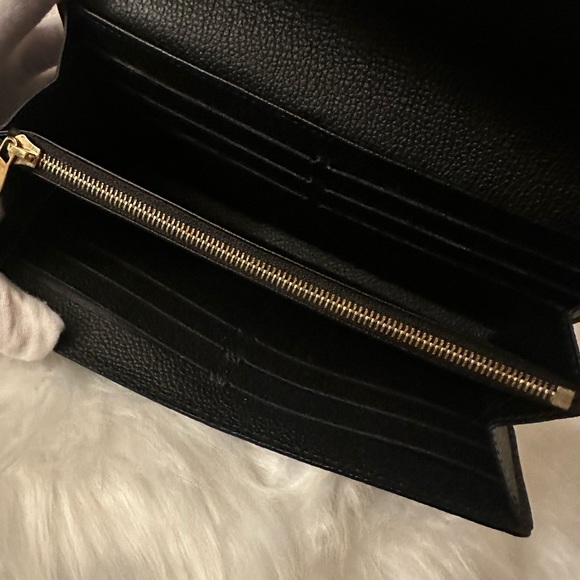 💯 Authentic Louis Vuitton Black Monogram Empreinte Leather Sarah Wallet - Picture 13 of 14